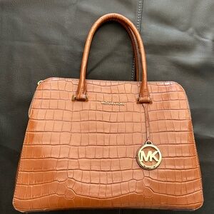 Michael Kors Tan Croc-Embossed Satchel
